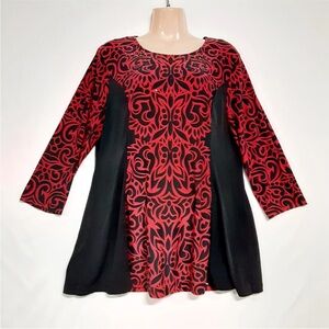 Elegant Red and Black Women's Top beaded by Styl & Company 3X